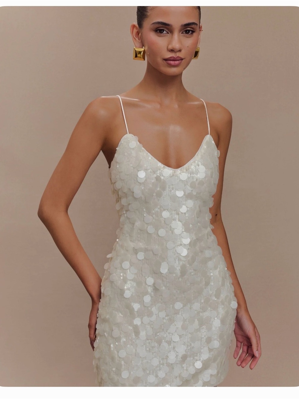 Meshki White Sequin Mini Slip Dress- sold out online